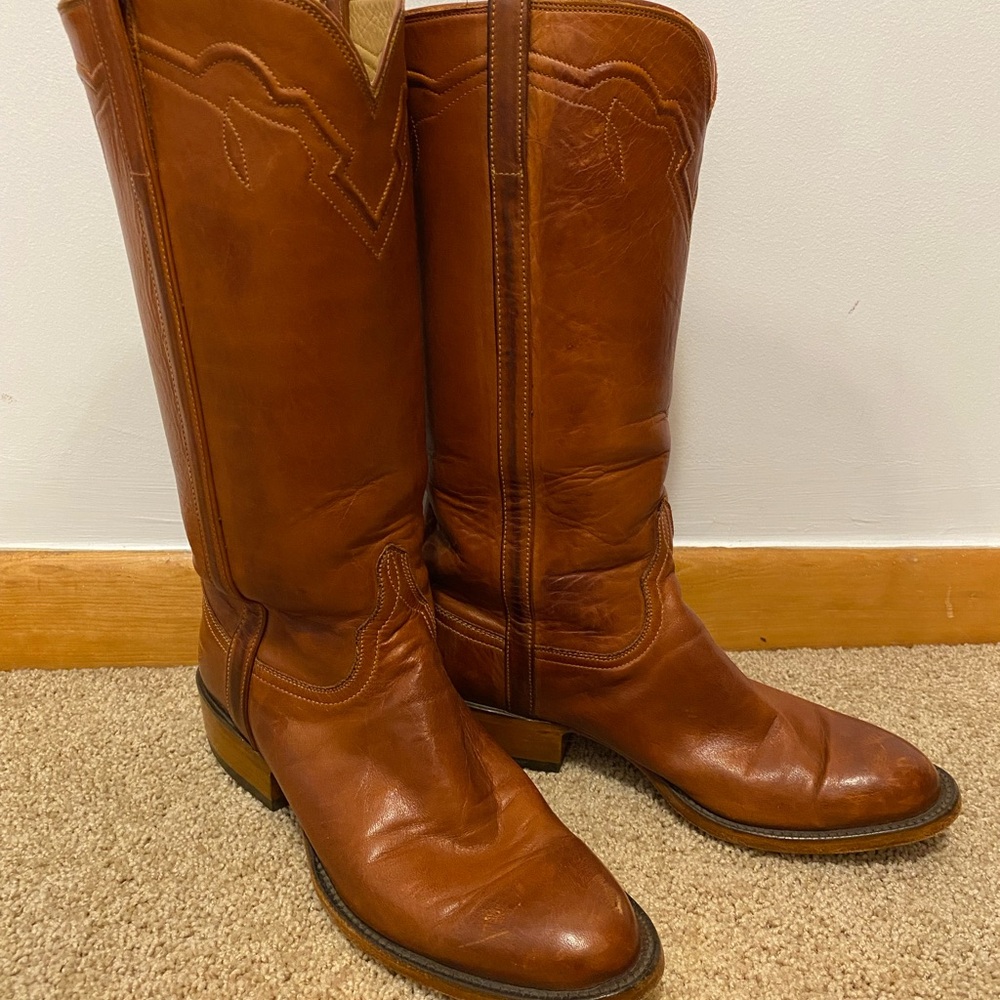 Lucchese Classic Whiskey Brown Leather Women's Boots 8.5